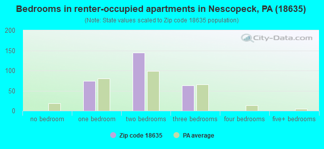 Bedrooms in renter-occupied apartments in Nescopeck, PA (18635) 