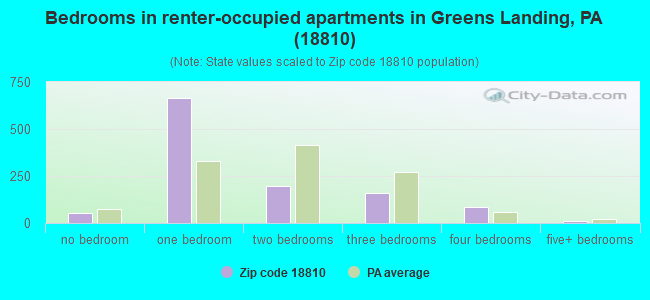 Bedrooms in renter-occupied apartments in Greens Landing, PA (18810) 