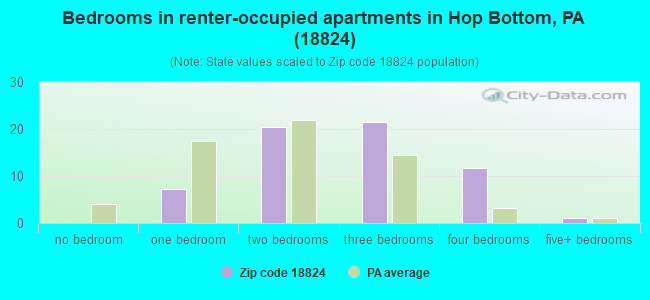 Bedrooms in renter-occupied apartments in Hop Bottom, PA (18824) 