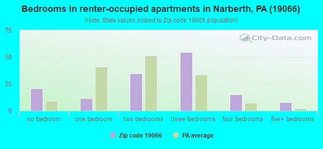 Bedrooms in renter-occupied apartments in Narberth, PA (19066) 