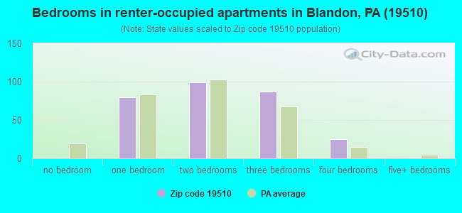 Bedrooms in renter-occupied apartments in Blandon, PA (19510) 