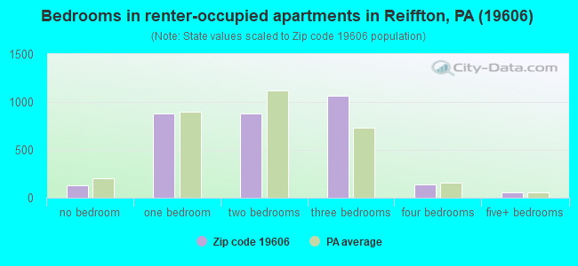 Bedrooms in renter-occupied apartments in Reiffton, PA (19606) 
