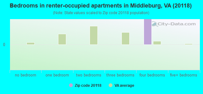 Bedrooms in renter-occupied apartments in Middleburg, VA (20118) 