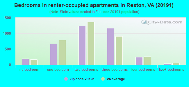 Bedrooms in renter-occupied apartments in Reston, VA (20191) 