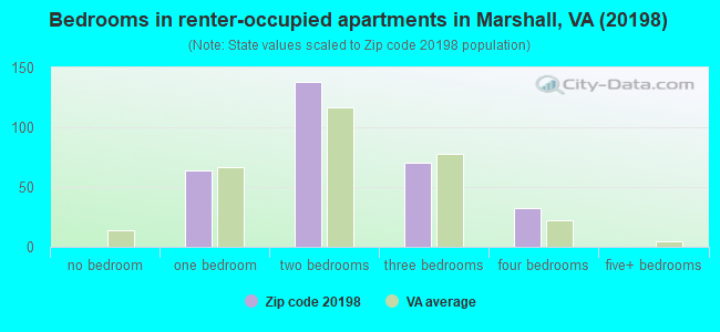 Bedrooms in renter-occupied apartments in Marshall, VA (20198) 