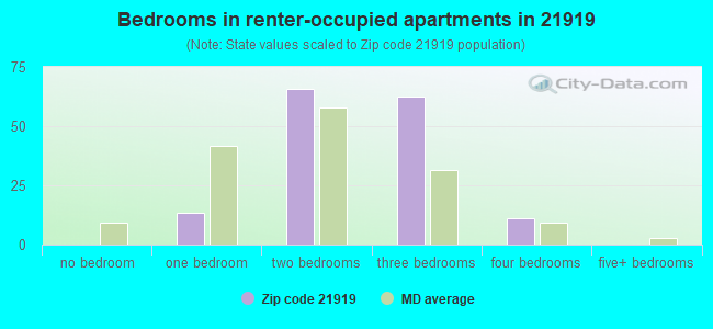 Bedrooms in renter-occupied apartments in 21919 