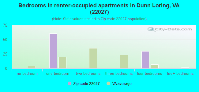 Bedrooms in renter-occupied apartments in Dunn Loring, VA (22027) 