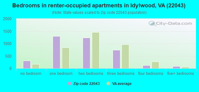 Bedrooms in renter-occupied apartments in Idylwood, VA (22043) 