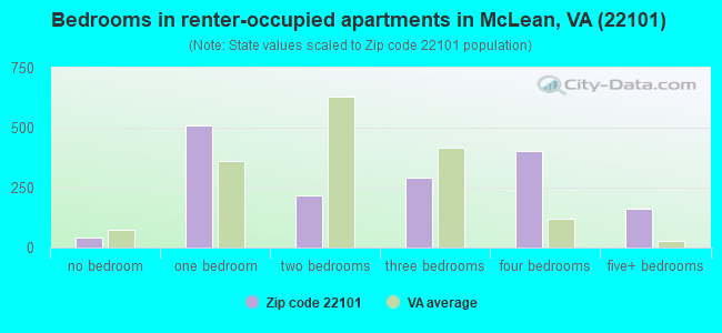 Bedrooms in renter-occupied apartments in McLean, VA (22101) 