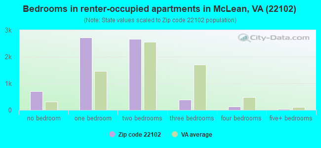 Bedrooms in renter-occupied apartments in McLean, VA (22102) 