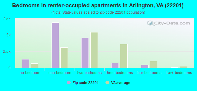 Bedrooms in renter-occupied apartments in Arlington, VA (22201) 