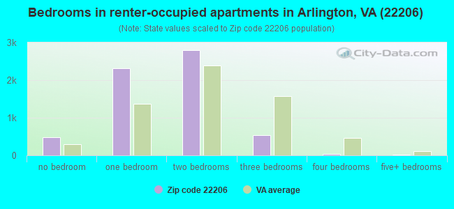 Bedrooms in renter-occupied apartments in Arlington, VA (22206) 