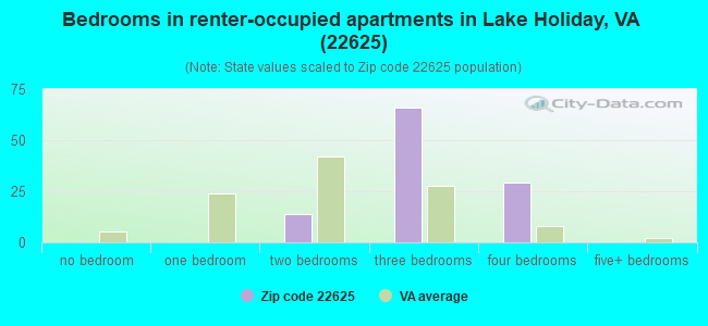 Bedrooms in renter-occupied apartments in Lake Holiday, VA (22625) 