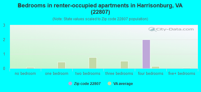 Bedrooms in renter-occupied apartments in Harrisonburg, VA (22807) 