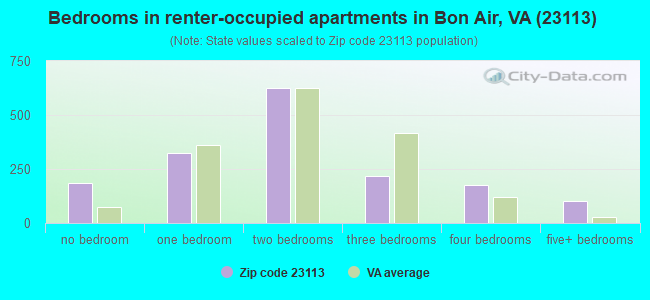 Bedrooms in renter-occupied apartments in Bon Air, VA (23113) 