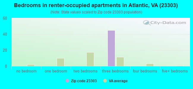 Bedrooms in renter-occupied apartments in Atlantic, VA (23303) 