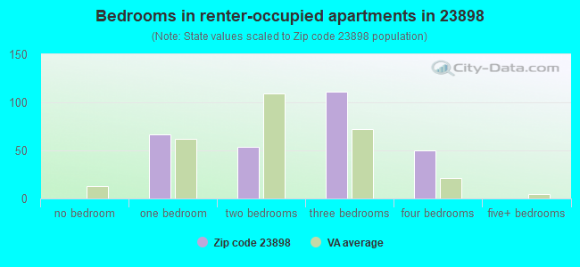 Bedrooms in renter-occupied apartments in 23898 