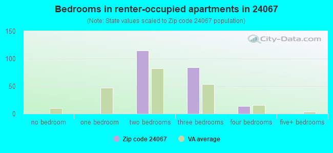 Bedrooms in renter-occupied apartments in 24067 