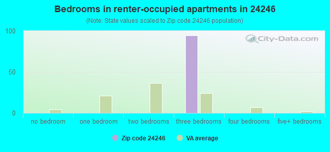 Bedrooms in renter-occupied apartments in 24246 