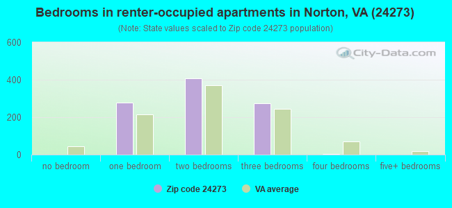 Bedrooms in renter-occupied apartments in Norton, VA (24273) 