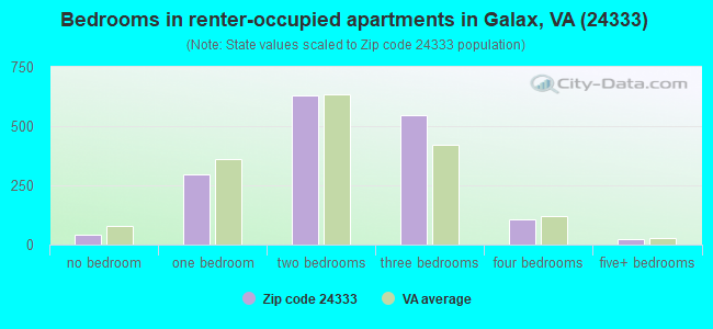 Bedrooms in renter-occupied apartments in Galax, VA (24333) 