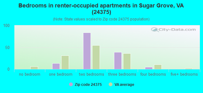 Bedrooms in renter-occupied apartments in Sugar Grove, VA (24375) 