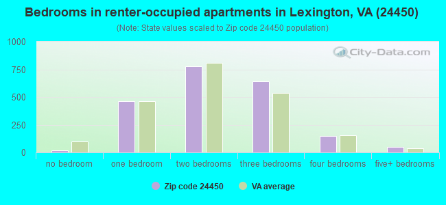 Bedrooms in renter-occupied apartments in Lexington, VA (24450) 