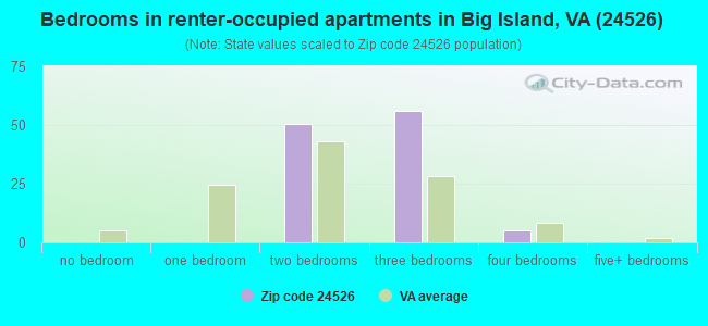 Bedrooms in renter-occupied apartments in Big Island, VA (24526) 
