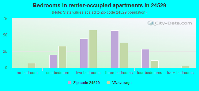 Bedrooms in renter-occupied apartments in 24529 