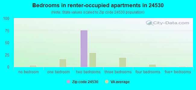 Bedrooms in renter-occupied apartments in 24530 
