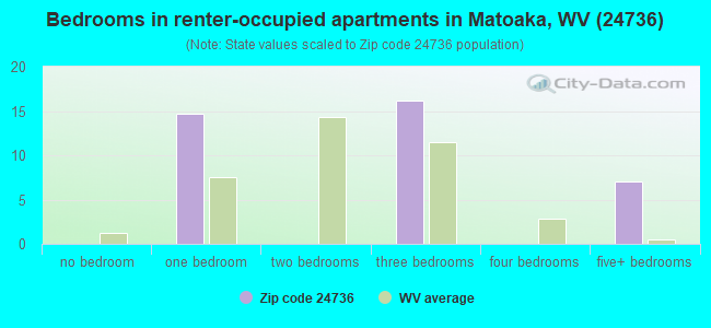 Bedrooms in renter-occupied apartments in Matoaka, WV (24736) 