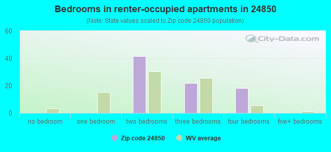 Bedrooms in renter-occupied apartments in 24850 