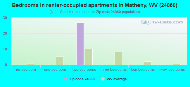 Bedrooms in renter-occupied apartments in Matheny, WV (24860) 