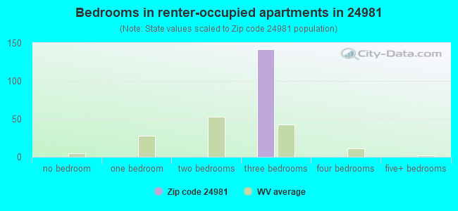 Bedrooms in renter-occupied apartments in 24981 
