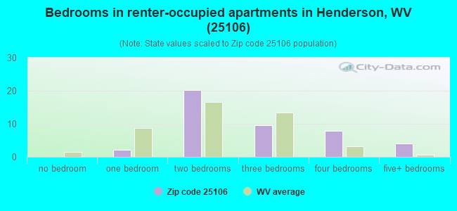 Bedrooms in renter-occupied apartments in Henderson, WV (25106) 
