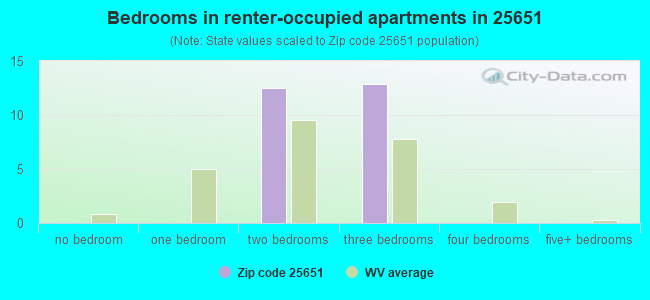 Bedrooms in renter-occupied apartments in 25651 