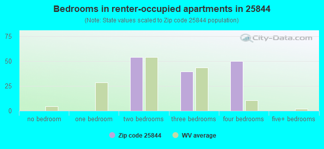 Bedrooms in renter-occupied apartments in 25844 