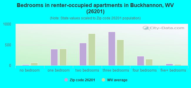 Bedrooms in renter-occupied apartments in Buckhannon, WV (26201) 