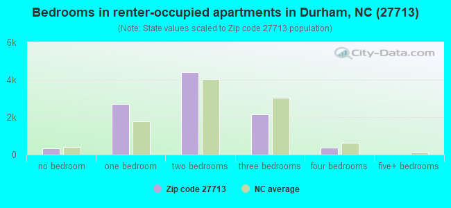Bedrooms in renter-occupied apartments in Durham, NC (27713) 
