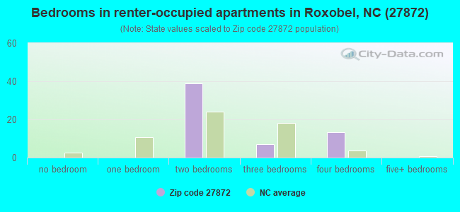 Bedrooms in renter-occupied apartments in Roxobel, NC (27872) 