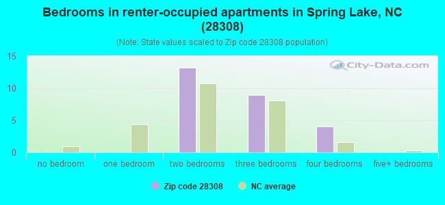 Bedrooms in renter-occupied apartments in Spring Lake, NC (28308) 
