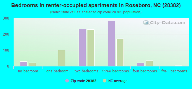 Bedrooms in renter-occupied apartments in Roseboro, NC (28382) 