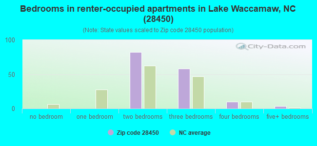 Bedrooms in renter-occupied apartments in Lake Waccamaw, NC (28450) 