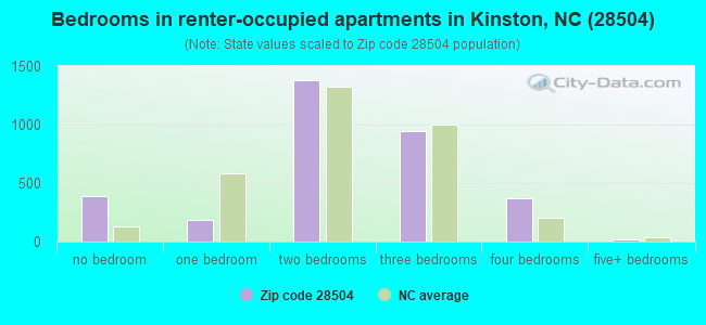 Bedrooms in renter-occupied apartments in Kinston, NC (28504) 