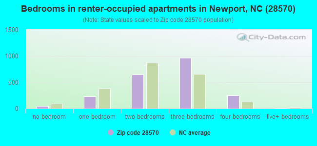 Bedrooms in renter-occupied apartments in Newport, NC (28570) 