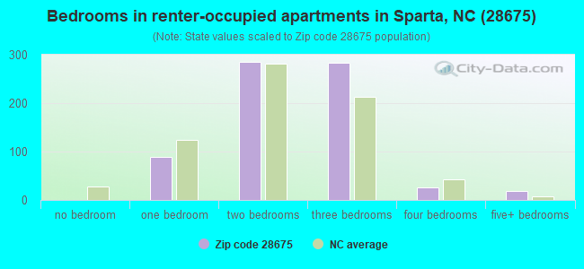 Bedrooms in renter-occupied apartments in Sparta, NC (28675) 