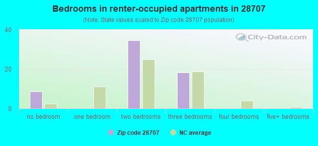 Bedrooms in renter-occupied apartments in 28707 
