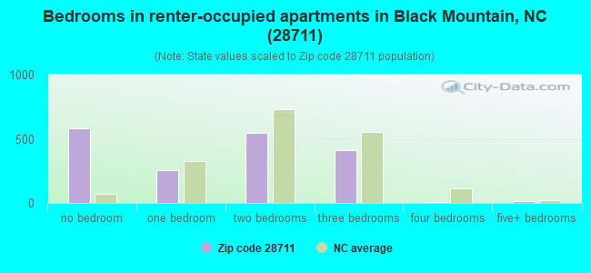Bedrooms in renter-occupied apartments in Black Mountain, NC (28711) 