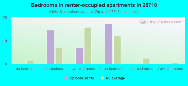 Bedrooms in renter-occupied apartments in 28718 