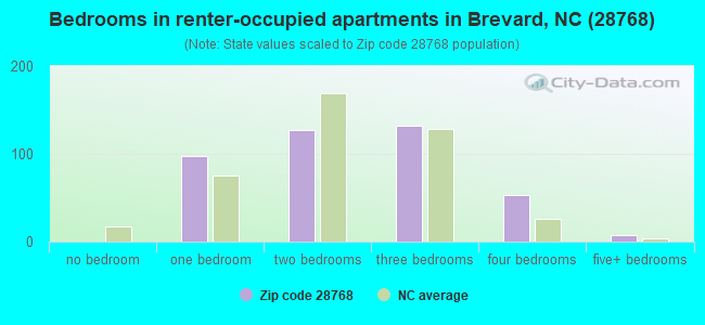 Bedrooms in renter-occupied apartments in Brevard, NC (28768) 